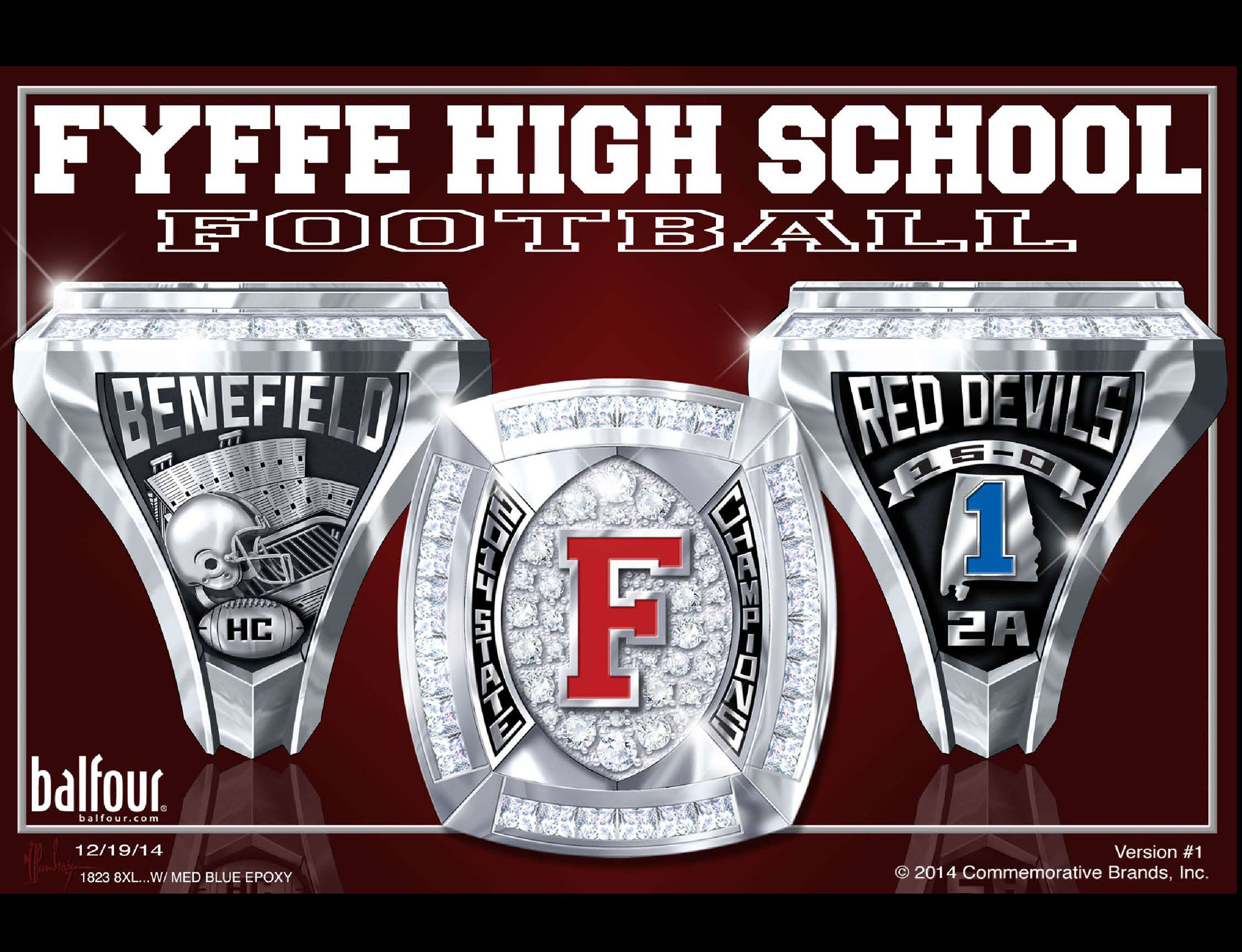 fyffe football high school championship rings