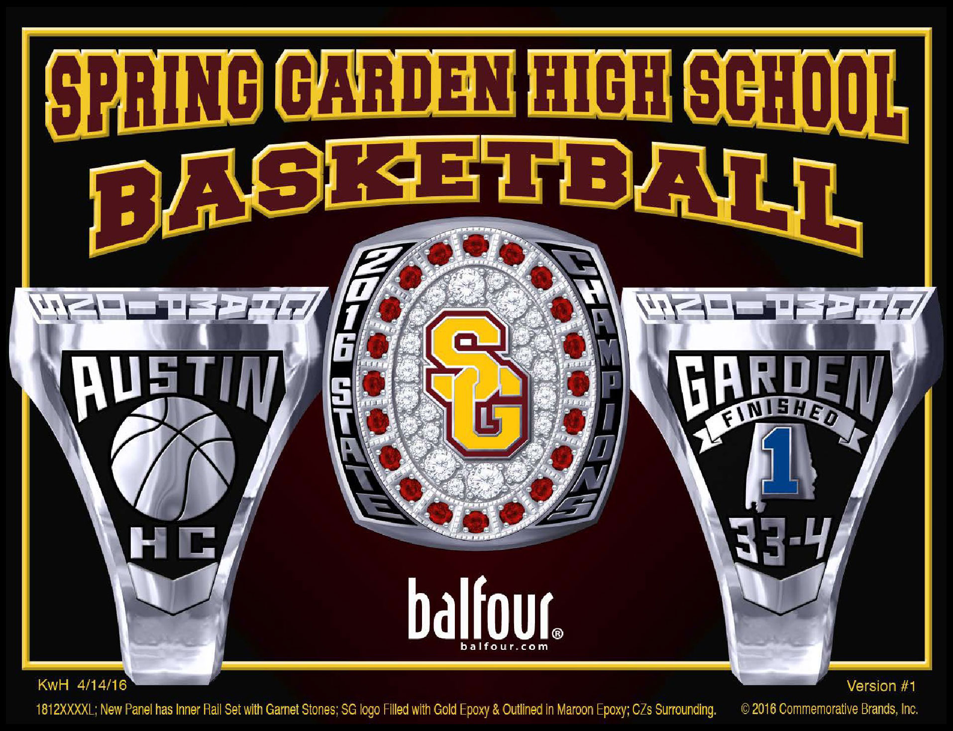 spring garden high school basketball championship ring